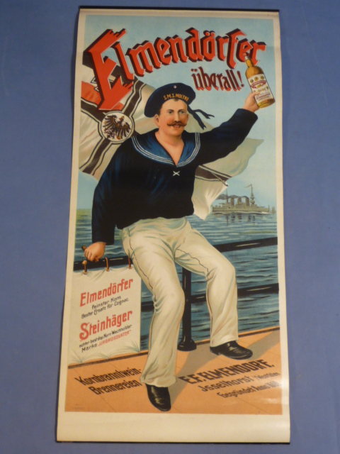 Orignal WWI Era German Advertisement Wall Hanger, Elmendrfer Above All!