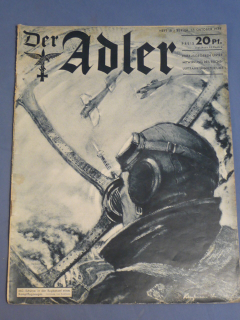 Original WWII German Luftwaffe Magazine Der Adler, October 1939