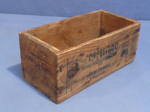 Original WWII Era German Small Wooden Box for Emmentaler Cheese