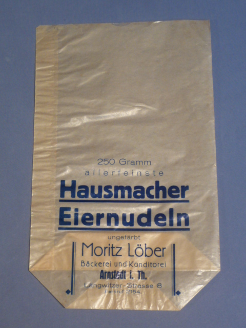 Original WWII Era German Glassine Sack for Homemade Egg Noodles