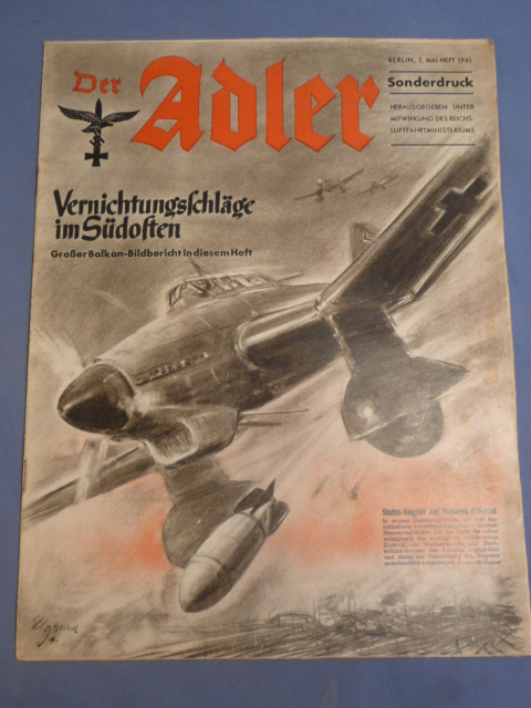 Original WWII German Luftwaffe Magazine Der Adler, May 1941