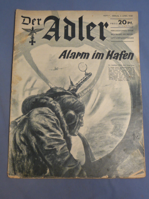 Original WWII German Luftwaffe Magazine Der Adler, April 1940