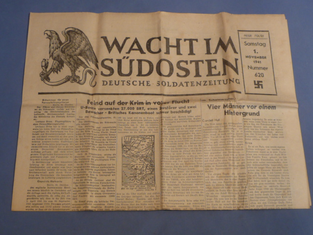 Original WWII German Soldier's Newspaper WACHT IM S�DOSTEN, November 1st 1941