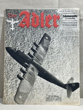 Original WWII German Luftwaffe Magazine Der Adler, March 1944