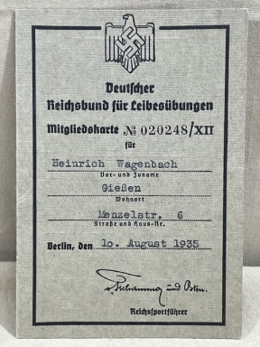 Original Nazi Era German DRL Member's ID/Dues Card