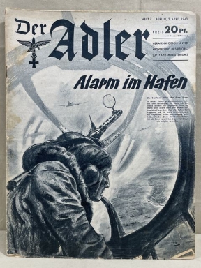Original WWII German Luftwaffe Magazine Der Adler, April 1940
