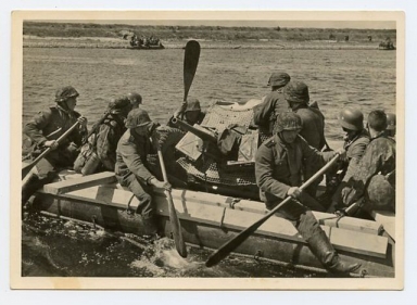 Original WWII German Our Waffen-SS Series Photo Postcard, PAK Moves Over a Canal
