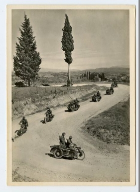 Original WWII German Our Waffen-SS Series Photo Postcard, Motorcyclists in the South