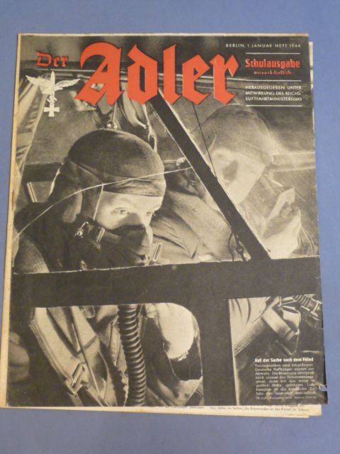 Original WWII German Luftwaffe Magazine Der Adler, January 1944