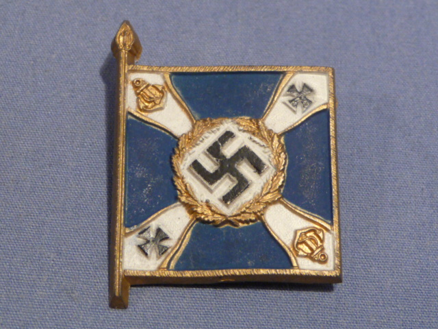 Original WWII German Navy Flag Tinnie, KRIEGSMARINE MARINETEILE AM LAND