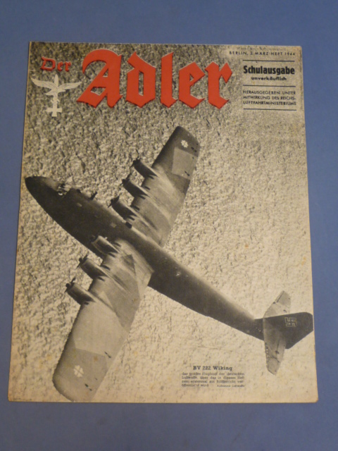 Original WWII German Luftwaffe Magazine Der Adler, March 1944