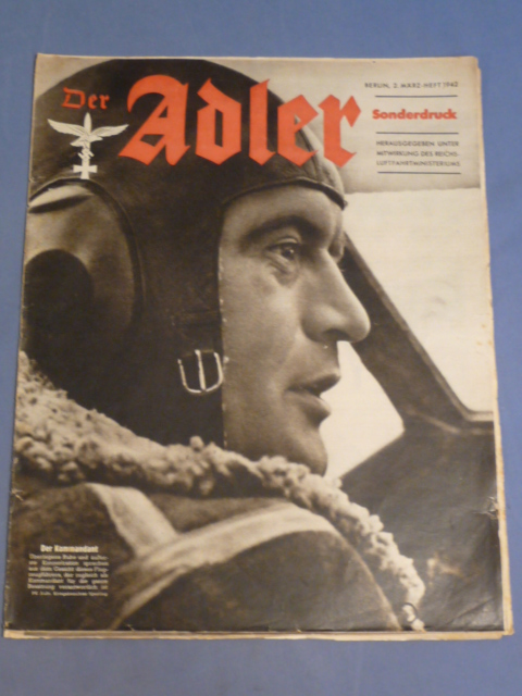 Original WWII German Luftwaffe Magazine Der Adler, March 1942