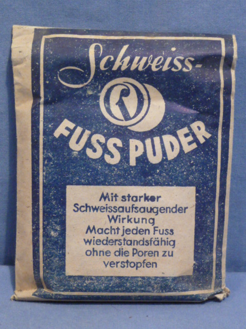 Original Nazi Era German Schweiss-Foot Powder Packet, FUSS PUDER