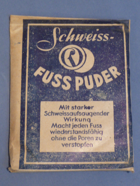 Original Nazi Era German Schweiss-Foot Powder Packet, FUSS PUDER