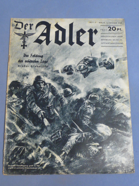 Original Pre-WWII German Luftwaffe Magazine Der Adler, October 1939