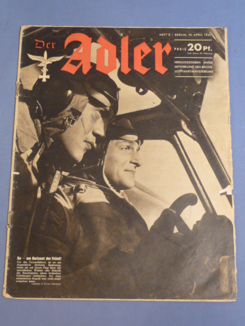 Original WWII German Luftwaffe Magazine Der Adler, April 1941