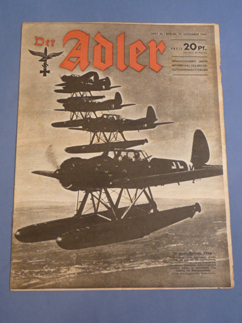 Original WWII German Luftwaffe Magazine Der Adler, December 1943