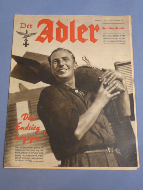 Original WWII German Luftwaffe Magazine Der Adler, September 1941
