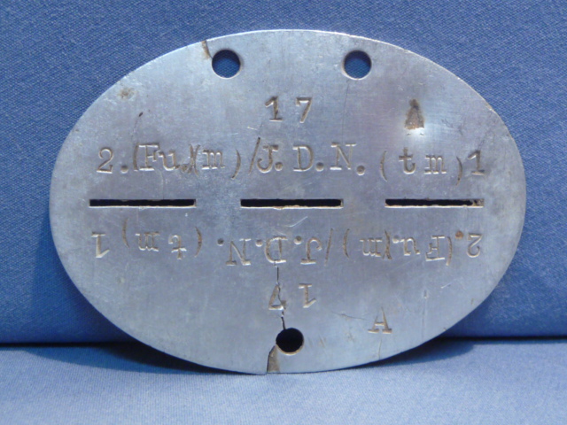 Original WWII German Signals Unit ID Tag (Erkennungsmarke), J.D.N. tm 1