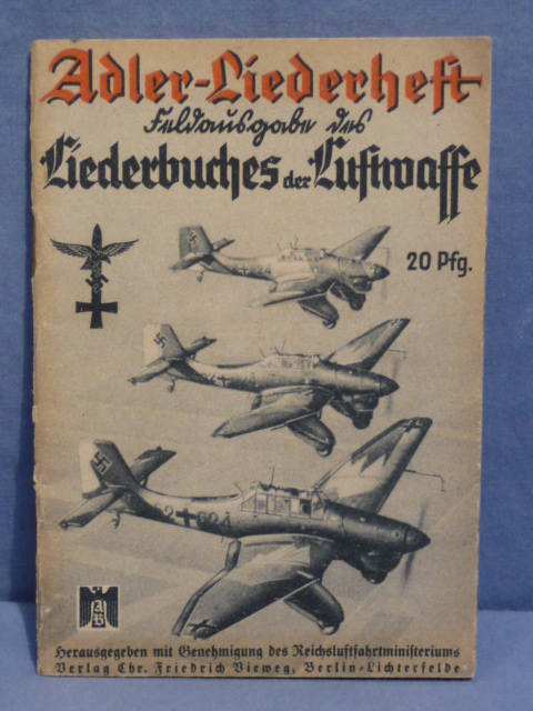 Original WWII German Song Book of the Luftwaffe, Printed by Der Adler Magazine