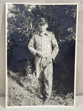 Original WWII German Soldier in Field Made Camouflaged Tunic Photograph