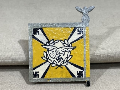 Original Nazi Era German Hand-Painted Wooden Flag Pin, Luftwaffe Fliegertruppe