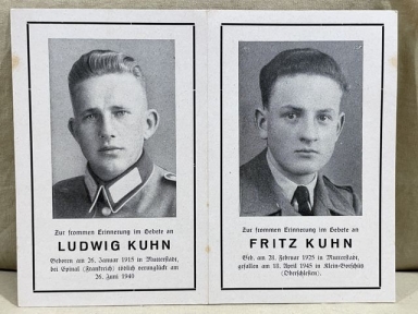 Original WWII German Remembrance Card for Brothers