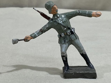Original Nazi Era German Toy Soldier Throwing Grenade