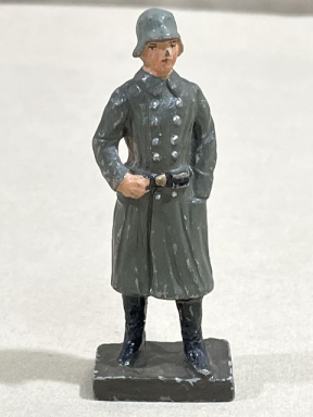 Original Nazi Era German Army Toy Soldier in Greatcoat
