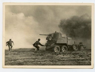 Original WWII German Our Waffen-SS Series Photo Postcard, Man vs. Soviet Tank