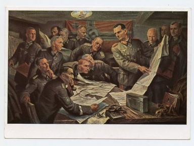 Original WWII German Military Themed Postcard, House of German Art