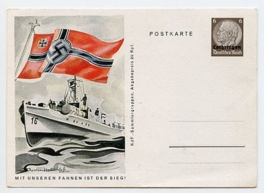 Original WWII German Military Themed Postcard, Kriegsmarine Fast Boat