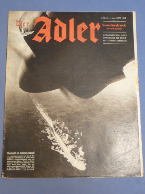 Original WWII German Luftwaffe Magazine Der Adler, May 1942