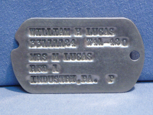 Original WWII US GI Next-Of-Kin Dog Tag