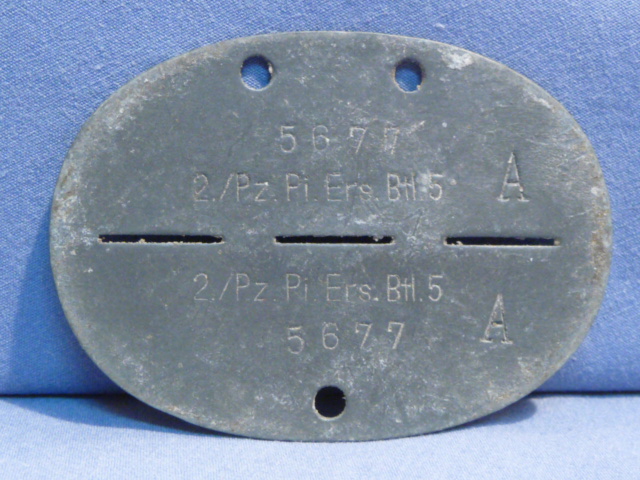 Original WWII German ID Tag (Erkennungsmarke), Panzer Engineer Replacement Btl 5