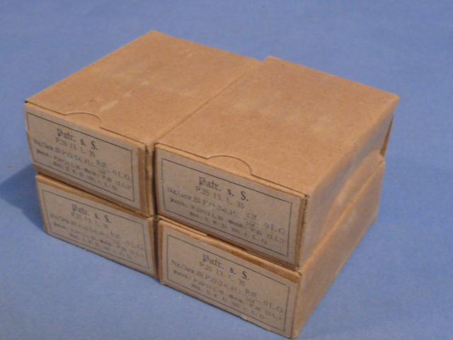 Original WWII German Cardboard 8mm Ammunition Boxes, Set of 4
