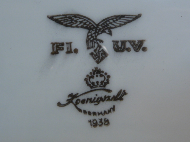 Original 1938 German Luftwaffe Square Mess Hall Serving Bowl, Damaged