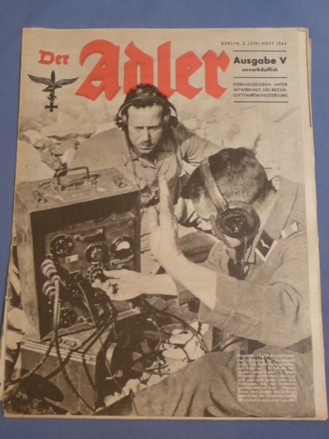 Original WWII German Luftwaffe Magazine Der Adler, June 1944