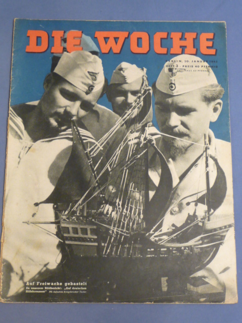 Original WWII German Magazine Die Woche, January 1943, WHITE CAPS!