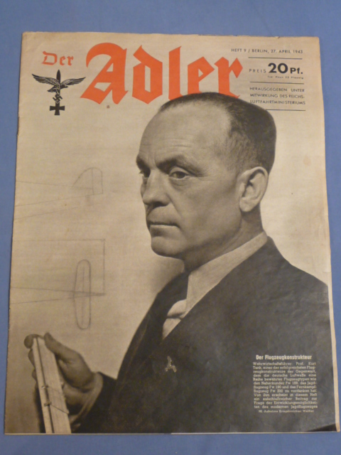 Original WWII German Luftwaffe Magazine Der Adler, April 1943