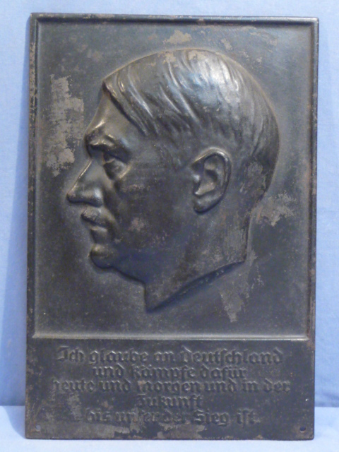 Original Nazi Era German Heavy Metal HITLER Plaque