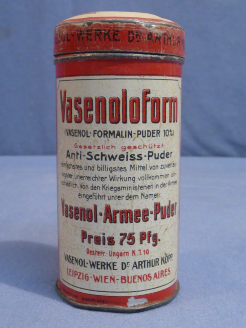 Original WWII Era German VASENOL Foot Powder Tin, ARMEE-PUDER
