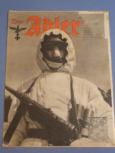Original WWII German Luftwaffe Magazine Der Adler, February 1943