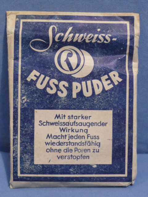 Original Nazi Era German Schweiss-Foot Powder Packet, FUSS PUDER