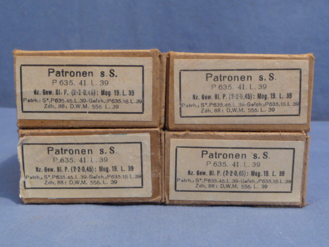 Original WWII German Cardboard 8mm Ammunition Boxes, Set of 4