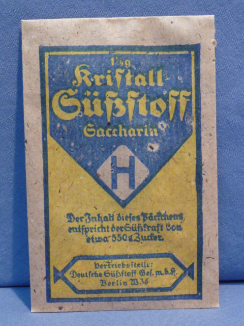 Original WWII Era German Blue & Yellow Packet of Saccharin
