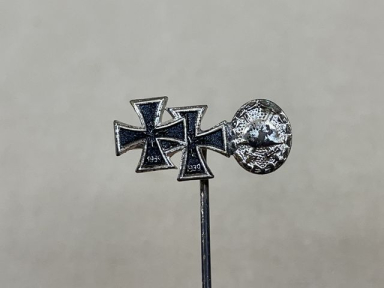 POSTWAR German Iron Crosses 1st & 2nd Class w/Silver Wound Badge Miniature, 9mm