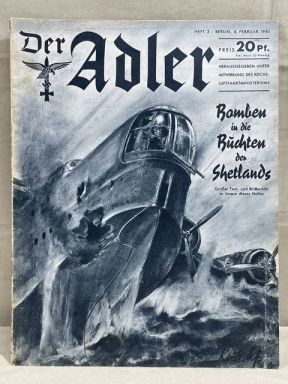Original WWII German Luftwaffe Magazine Der Adler, February 1940
