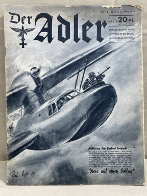 Original WWII German Luftwaffe Magazine Der Adler, March 1940