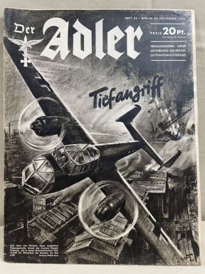 Original WWII German Luftwaffe Magazine Der Adler, November 1940